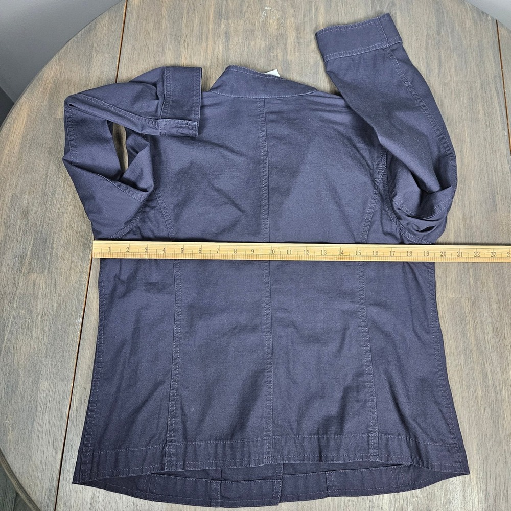 J Jill Womens MP Moto Jacket‎ Linen Blend Asym Zip Lightweight Blue Gray Petite - Picture 8 of 10
